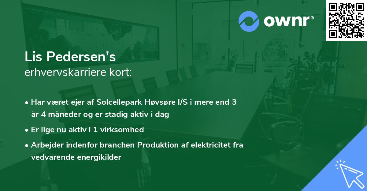 Lis Pedersen's erhvervskarriere kort