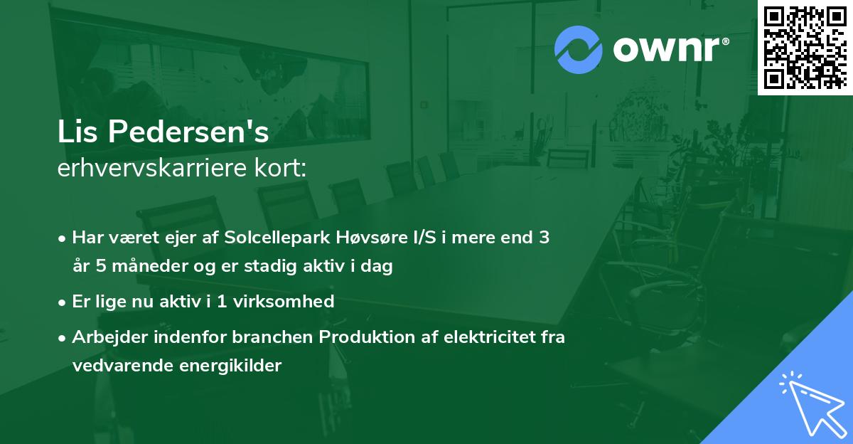 Lis Pedersen's erhvervskarriere kort