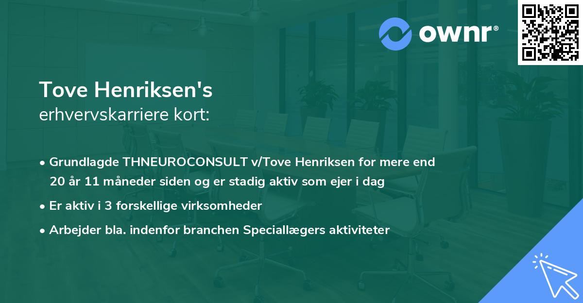 Tove Henriksen's erhvervskarriere kort