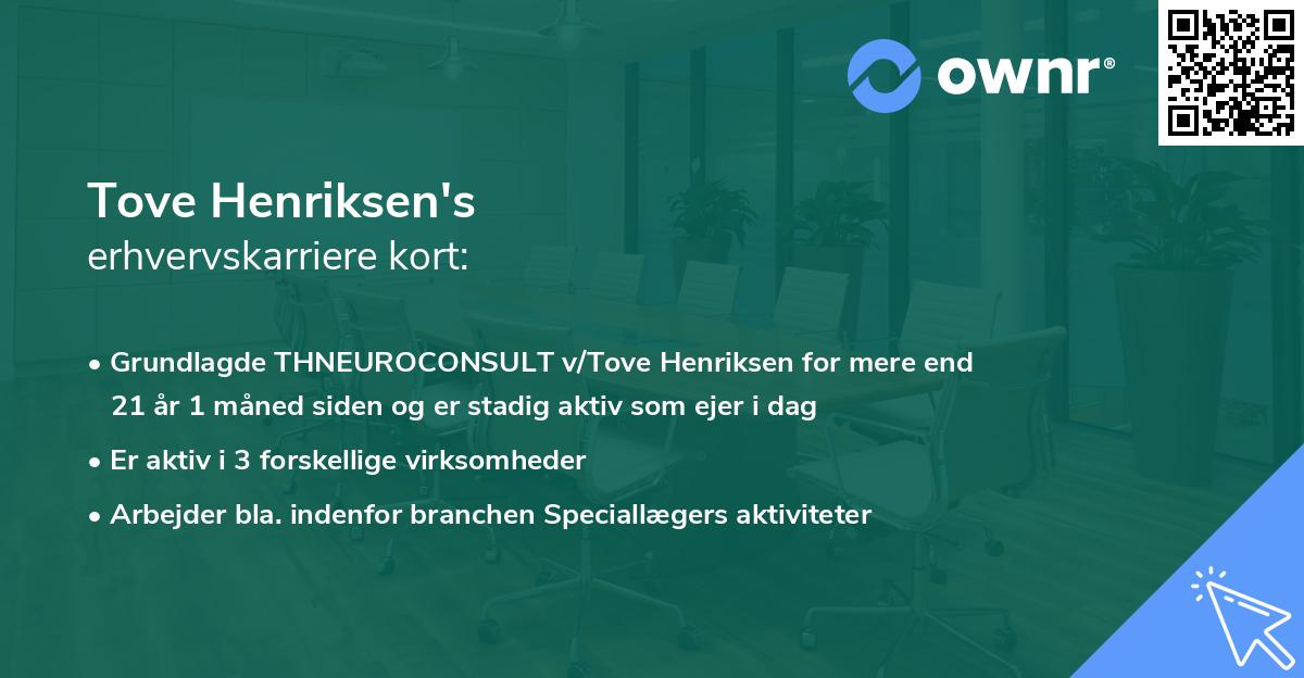 Tove Henriksen's erhvervskarriere kort