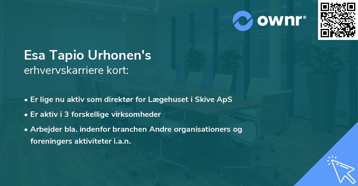 Esa Tapio Urhonen's erhvervskarriere kort