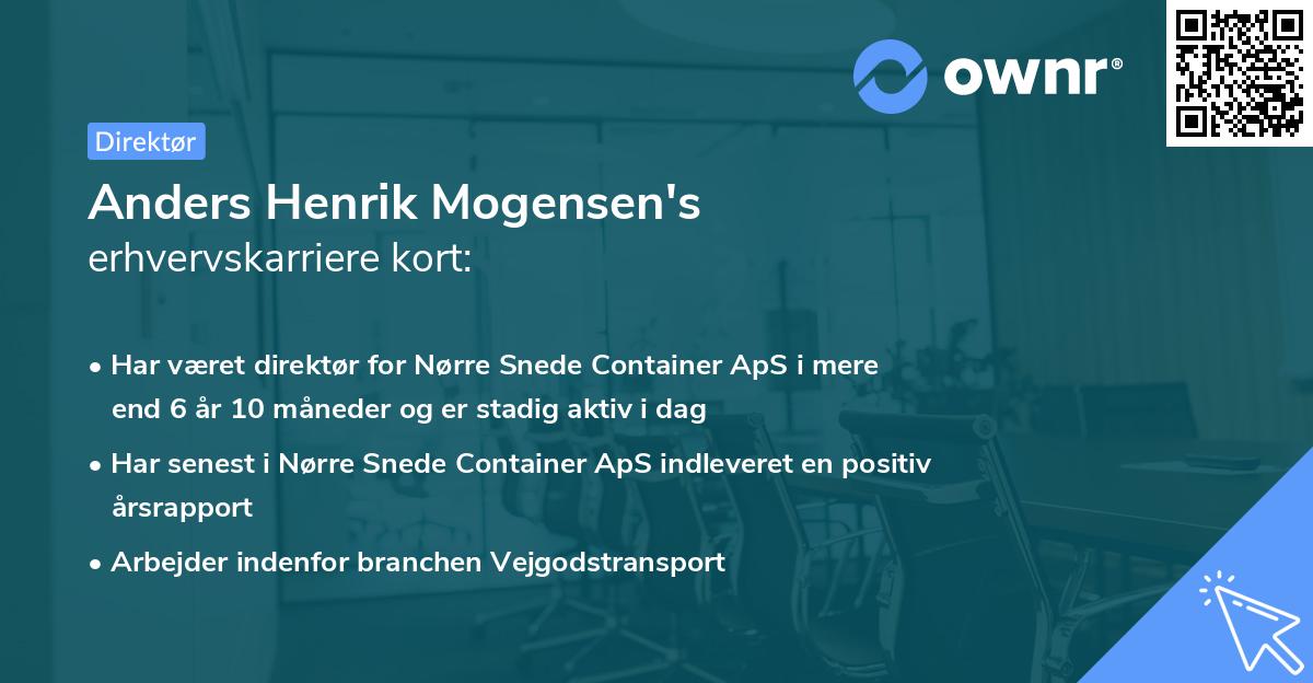 Anders Henrik Mogensen's erhvervskarriere kort
