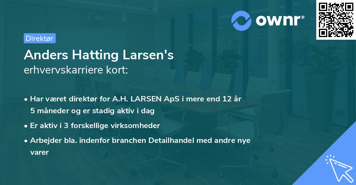 Anders Hatting Larsen's erhvervskarriere kort