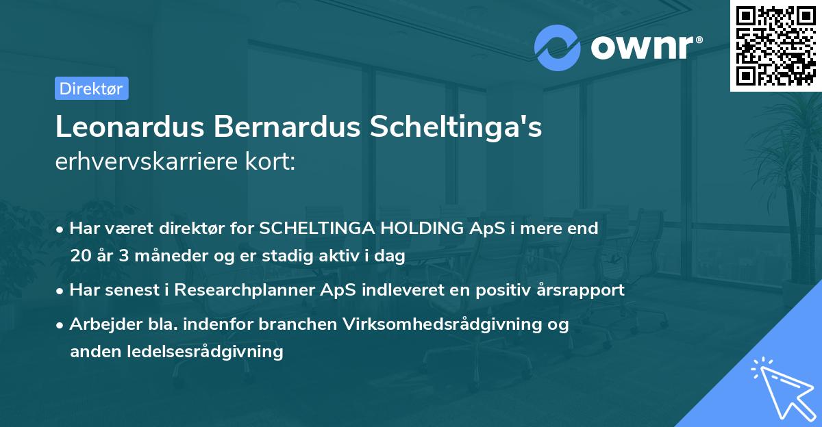 Leonardus Bernardus Scheltinga's erhvervskarriere kort