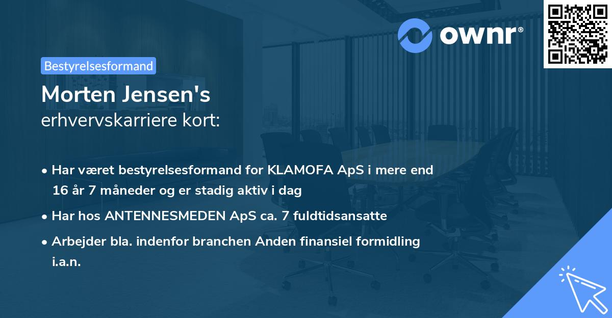 Morten Jensen's erhvervskarriere kort
