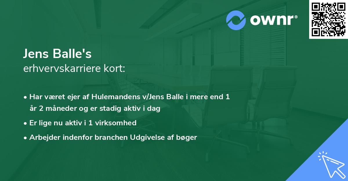 Jens Balle's erhvervskarriere kort