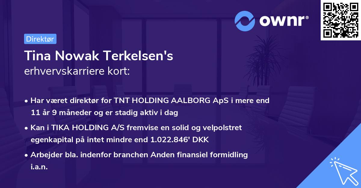 Tina Nowak Terkelsen's erhvervskarriere kort