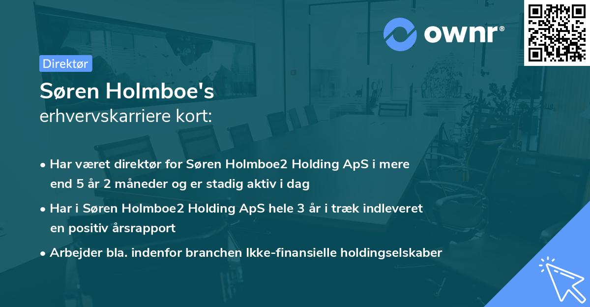 Søren Holmboe's erhvervskarriere kort