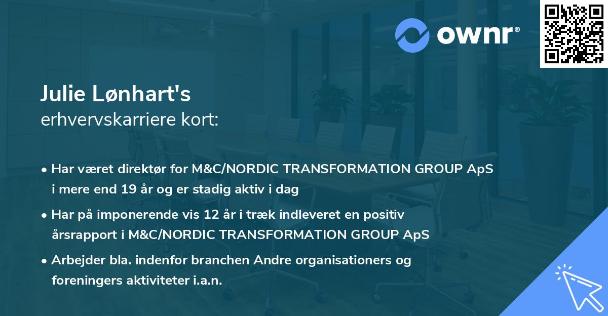 Julie Lønhart's erhvervskarriere kort