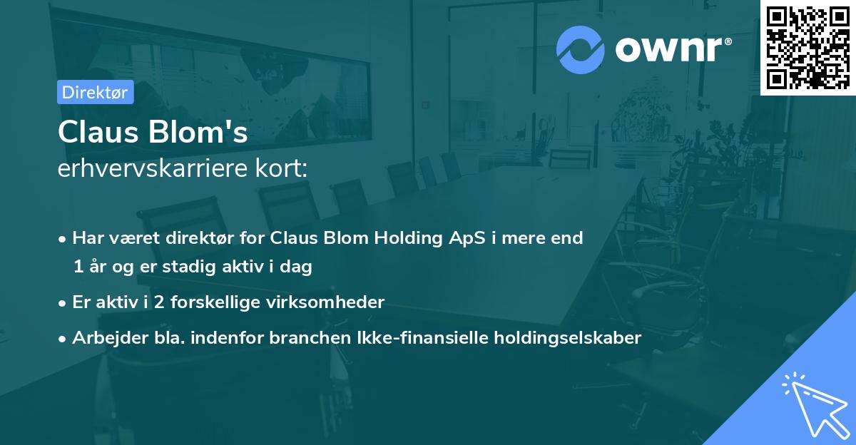 Claus Blom's erhvervskarriere kort
