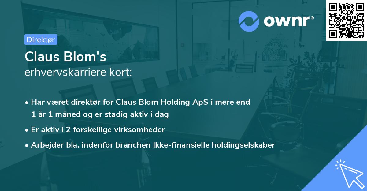 Claus Blom's erhvervskarriere kort