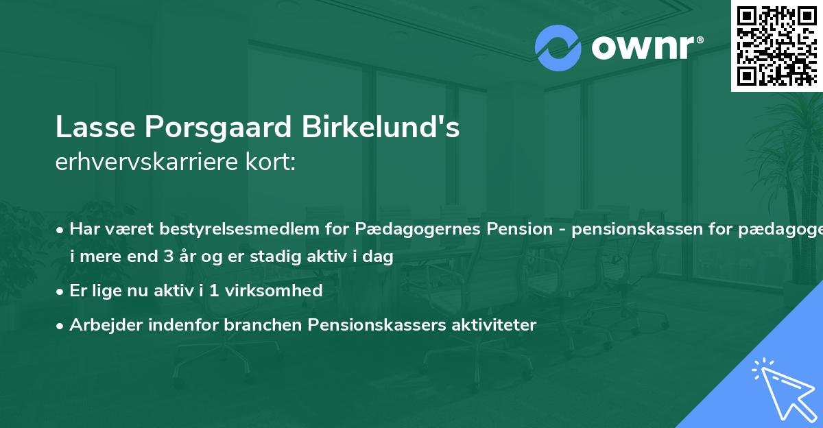 Lasse Porsgaard Birkelund's erhvervskarriere kort