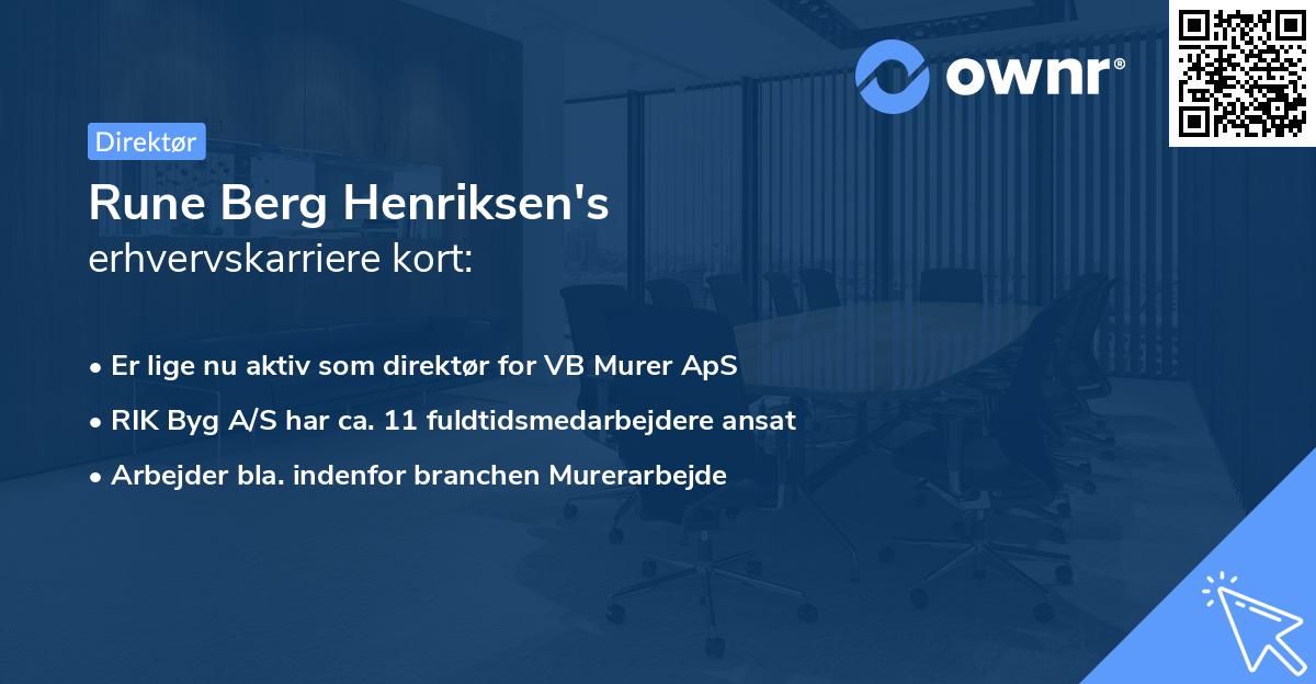 Rune Berg Henriksen's erhvervskarriere kort
