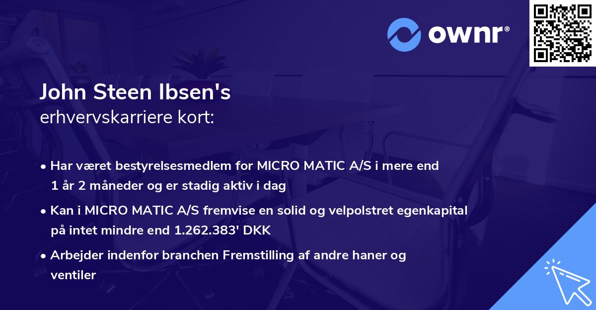 John Steen Ibsen's erhvervskarriere kort