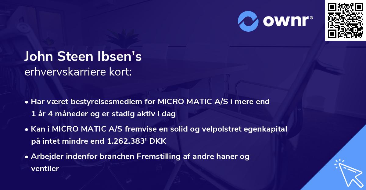 John Steen Ibsen's erhvervskarriere kort