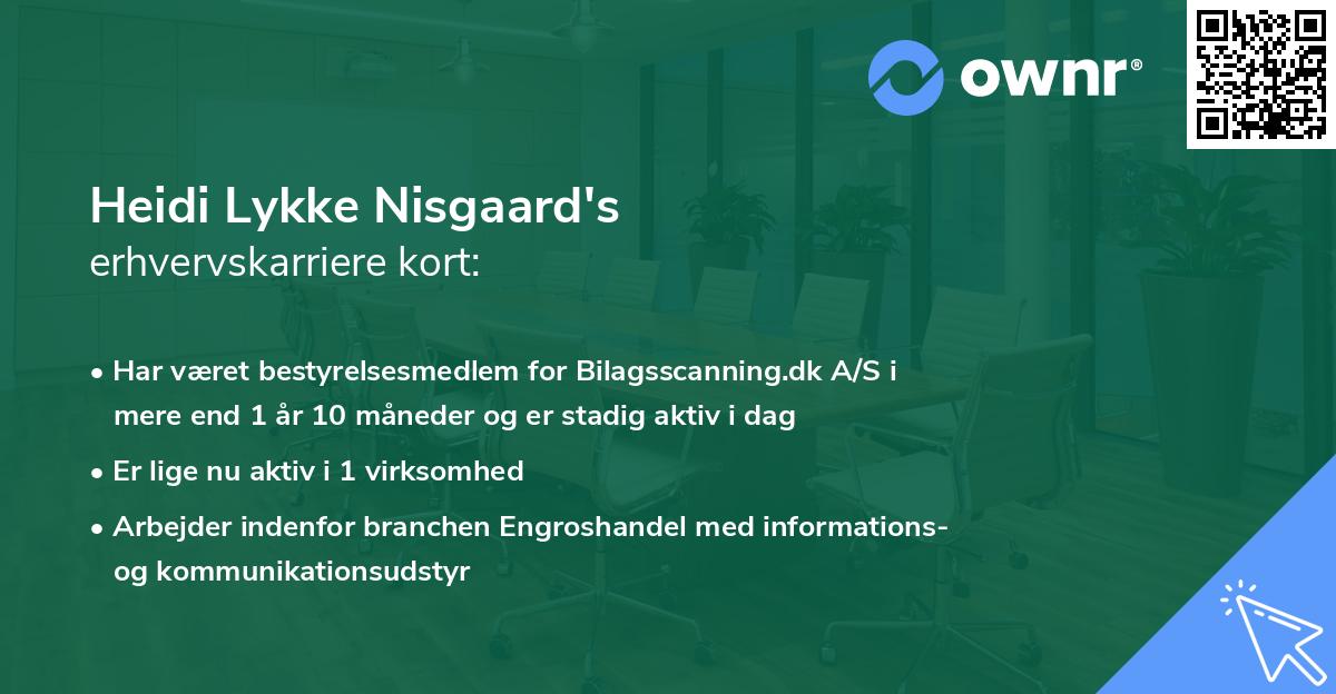 Heidi Lykke Nisgaard's erhvervskarriere kort