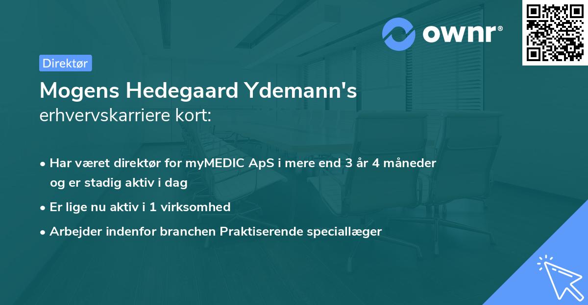 Mogens Hedegaard Ydemann's erhvervskarriere kort