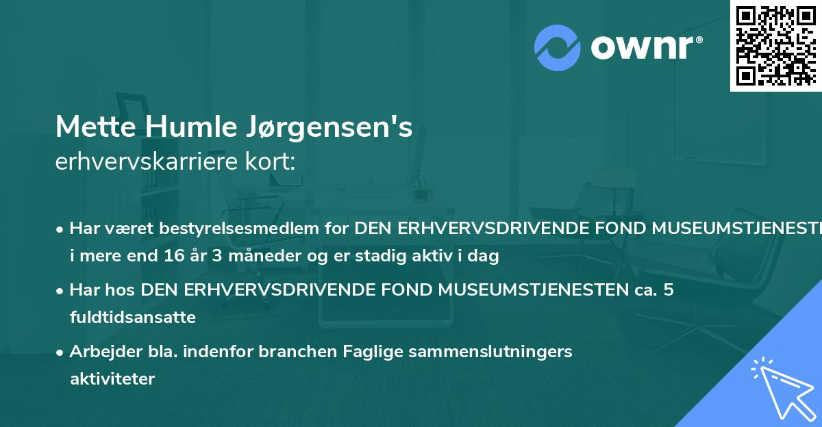 Mette Humle Jørgensen's erhvervskarriere kort