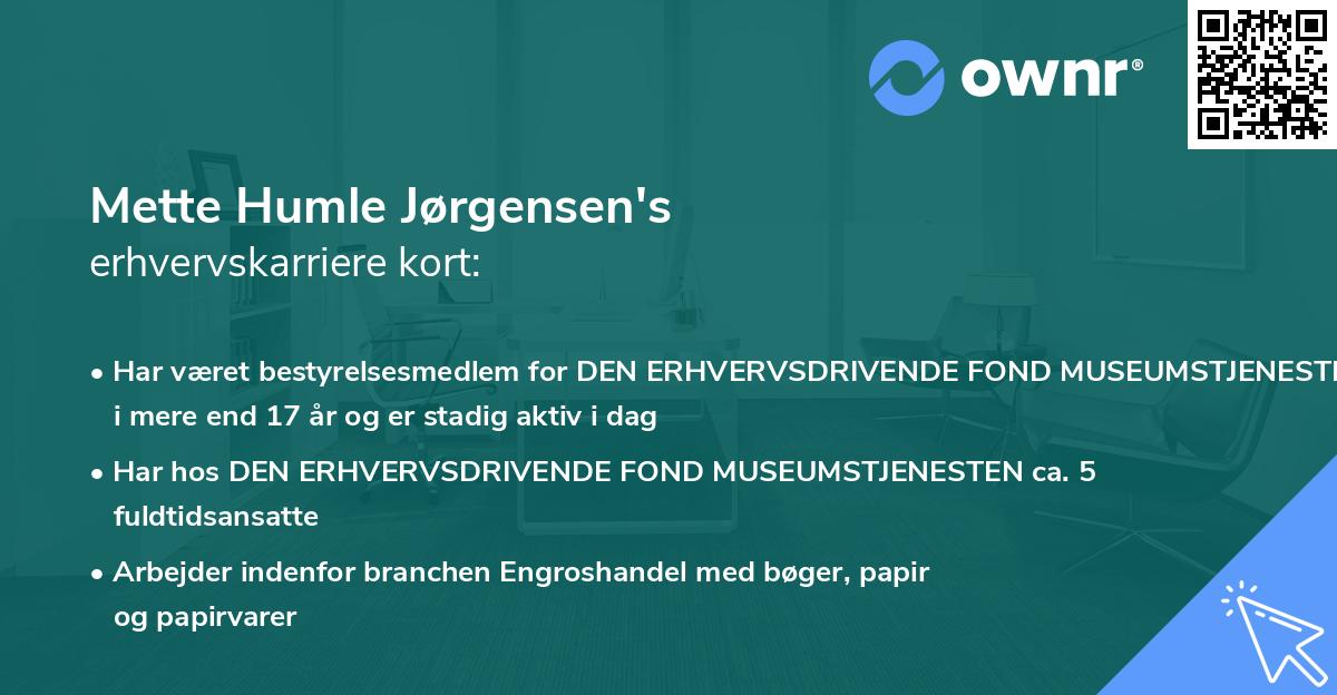 Mette Humle Jørgensen's erhvervskarriere kort