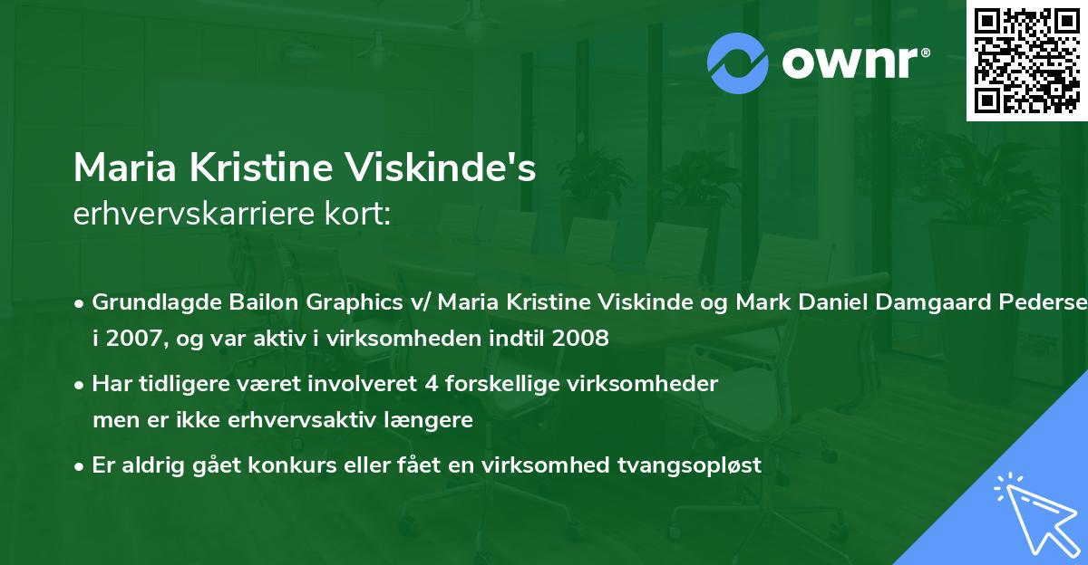 Maria Kristine Viskinde's erhvervskarriere kort