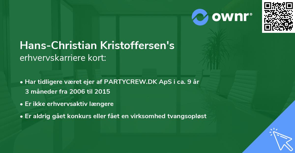 Hans-Christian Kristoffersen's erhvervskarriere kort