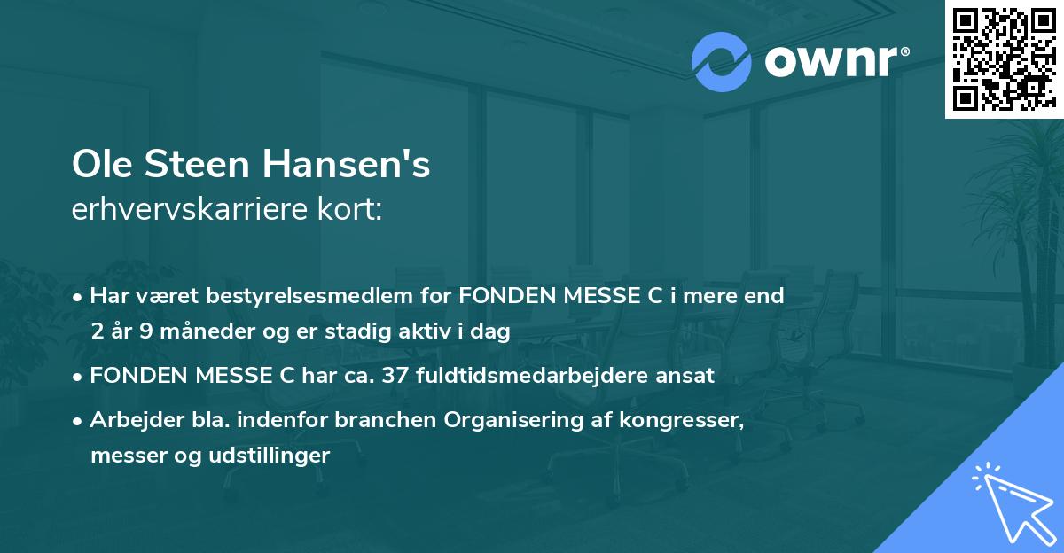 Ole Steen Hansen's erhvervskarriere kort