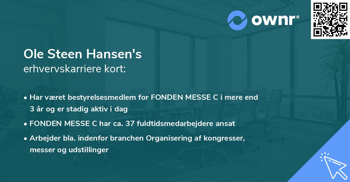 Ole Steen Hansen's erhvervskarriere kort