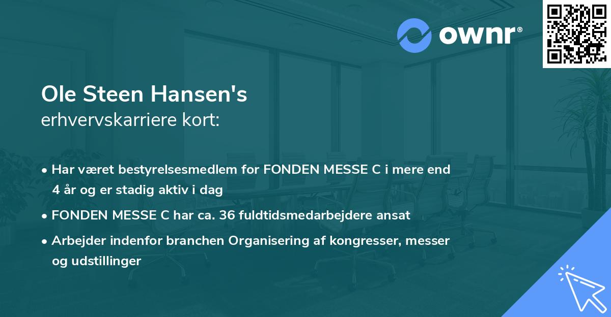 Ole Steen Hansen's erhvervskarriere kort