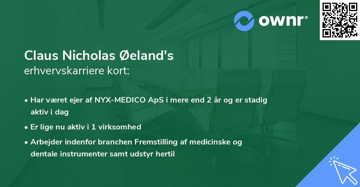 Claus Nicholas Øeland's erhvervskarriere kort