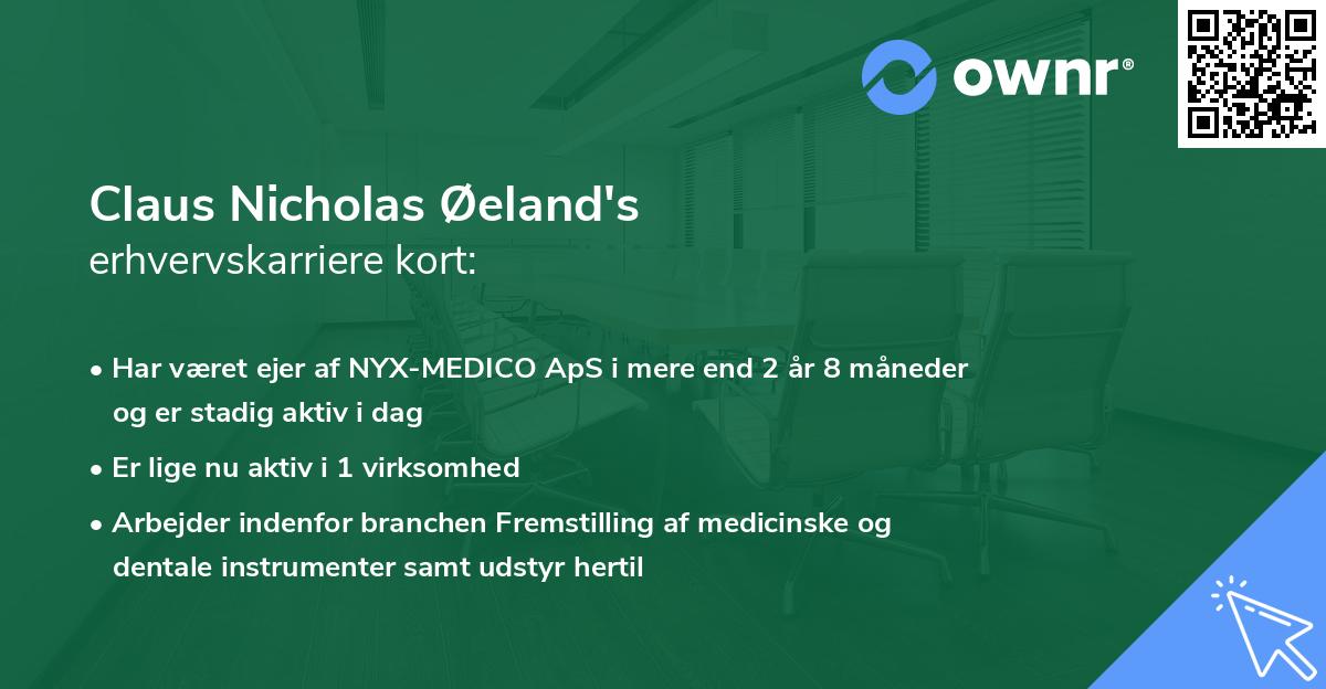 Claus Nicholas Øeland's erhvervskarriere kort