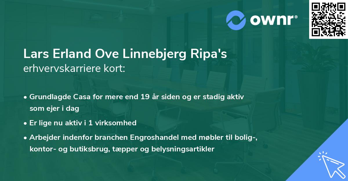 Lars Erland Ove Linnebjerg Ripa's erhvervskarriere kort