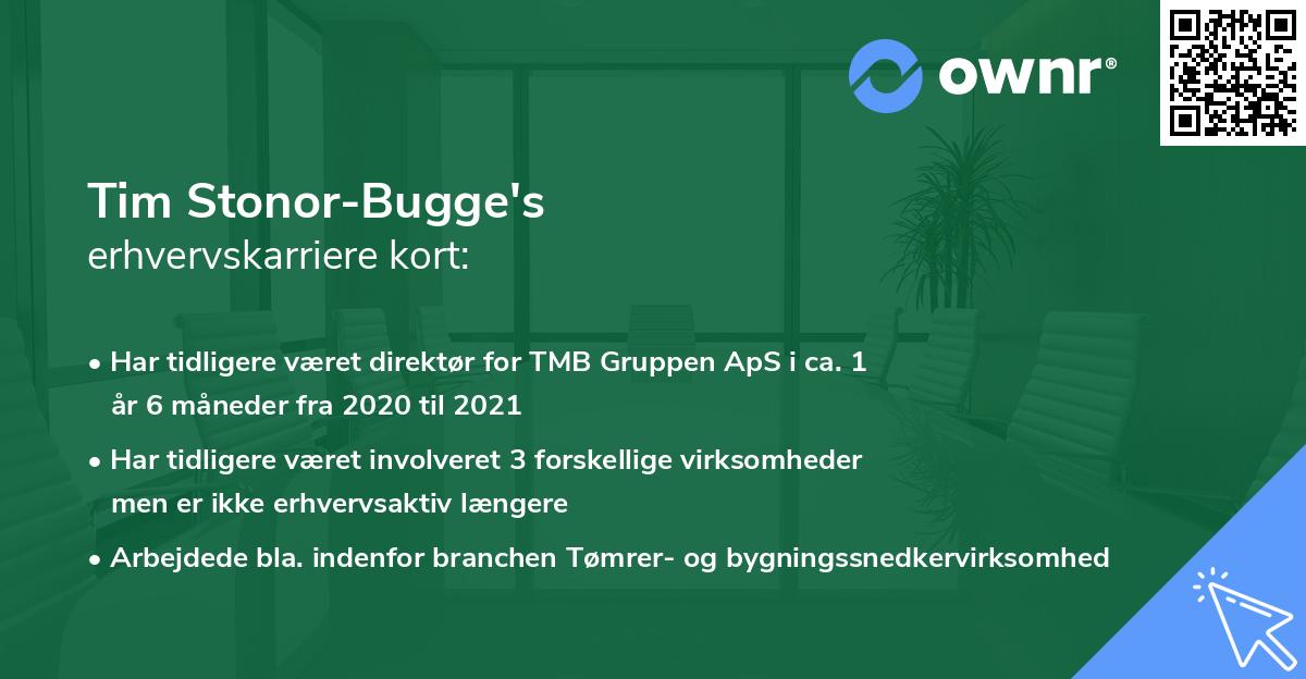 Tim Stonor-Bugge's erhvervskarriere kort