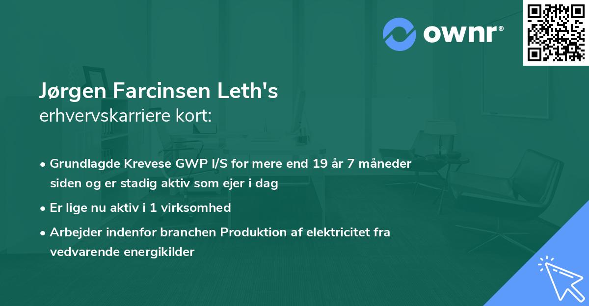 Jørgen Farcinsen Leth's erhvervskarriere kort