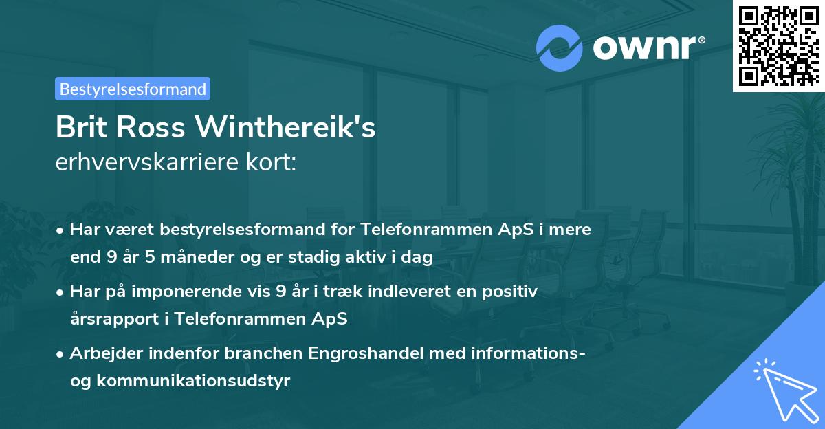 Brit Ross Winthereik's erhvervskarriere kort