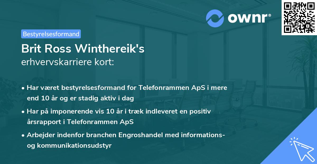 Brit Ross Winthereik's erhvervskarriere kort