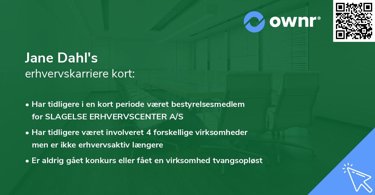 Jane Dahl's erhvervskarriere kort