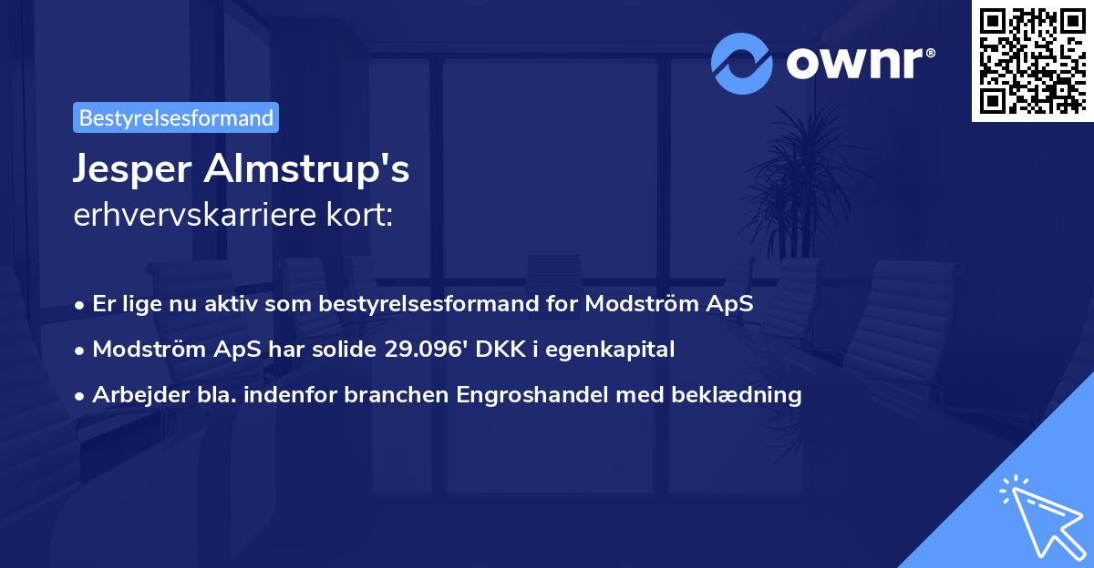 Jesper Almstrup's erhvervskarriere kort
