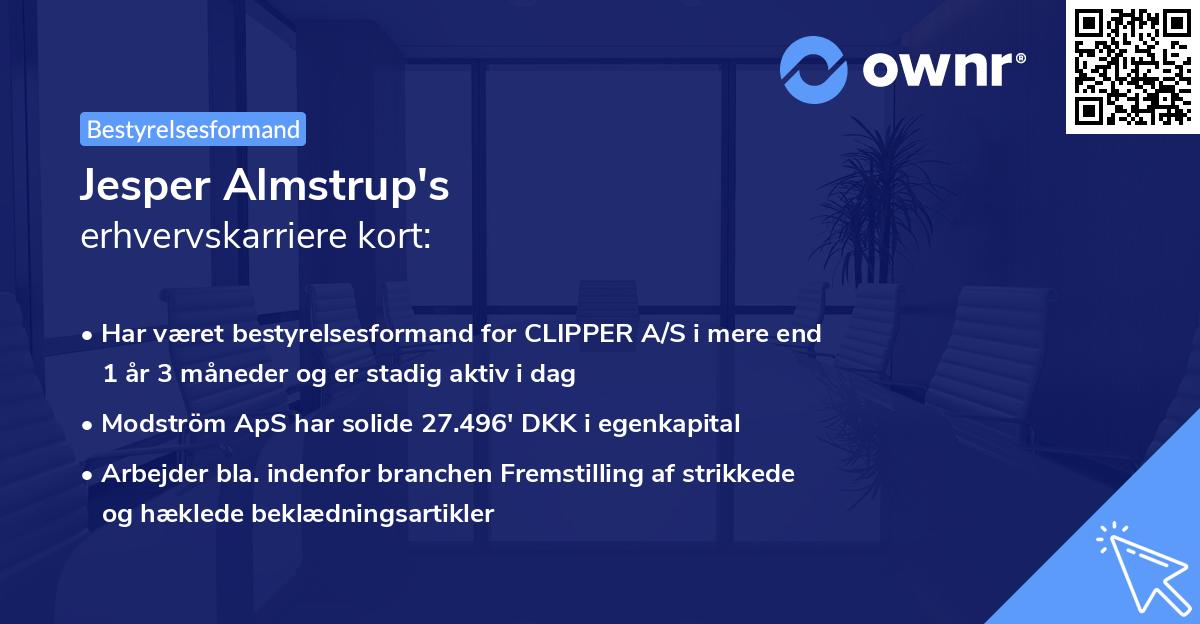 Jesper Almstrup's erhvervskarriere kort