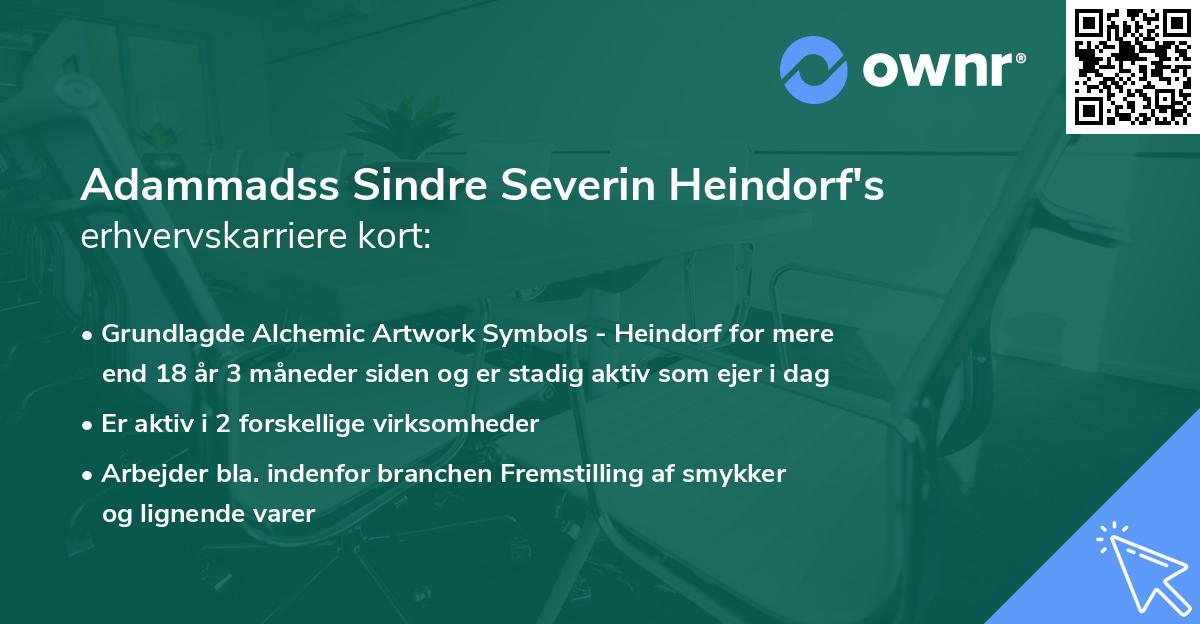 Adammadss Sindre Severin Heindorf's erhvervskarriere kort