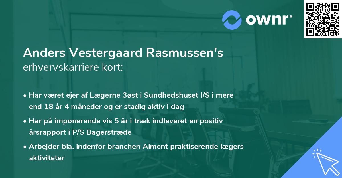 Anders Vestergaard Rasmussen's erhvervskarriere kort