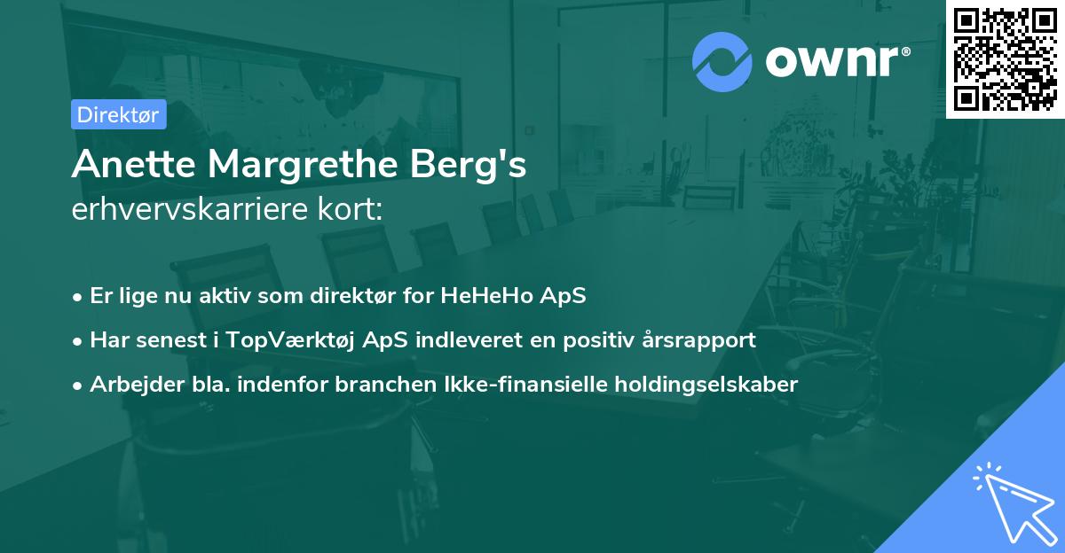 Anette Margrethe Berg's erhvervskarriere kort