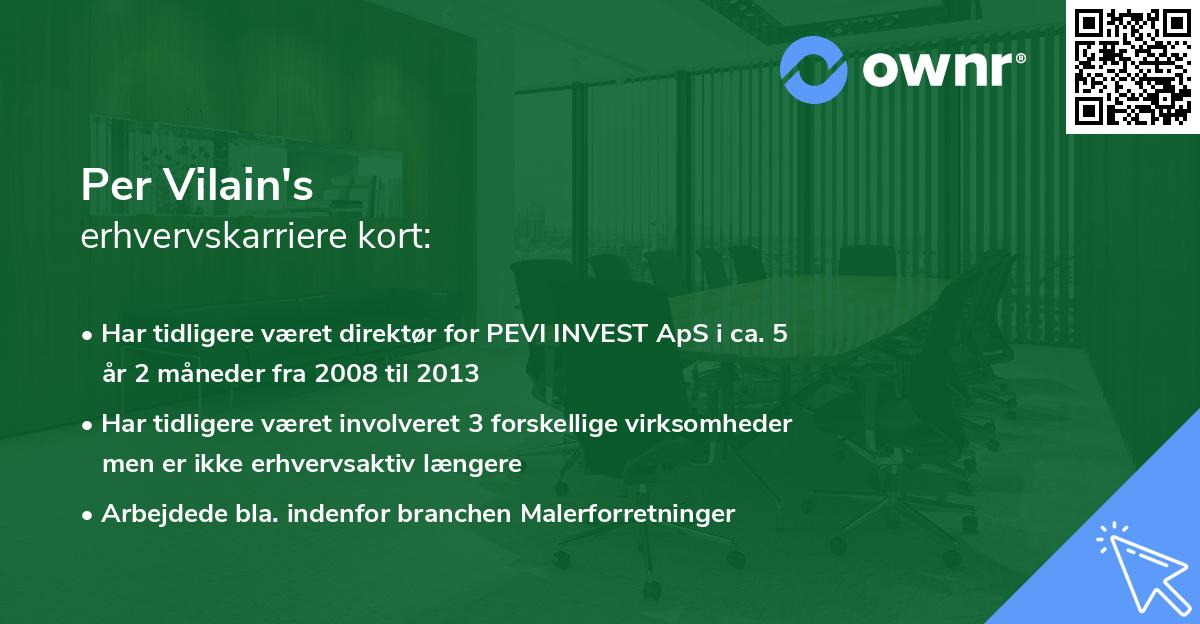 Per Vilain's erhvervskarriere kort