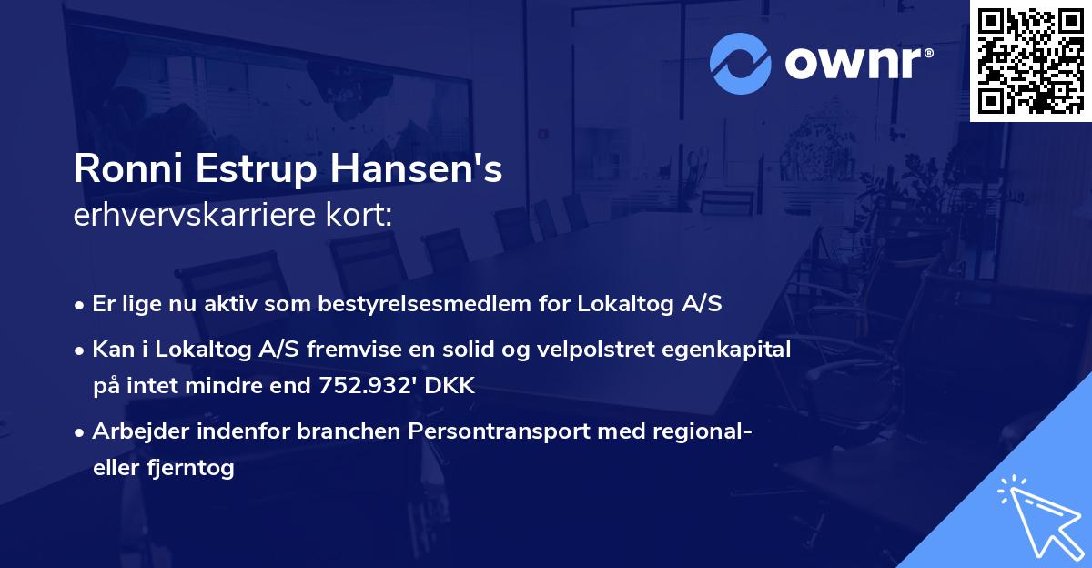 Ronni Estrup Hansen's erhvervskarriere kort