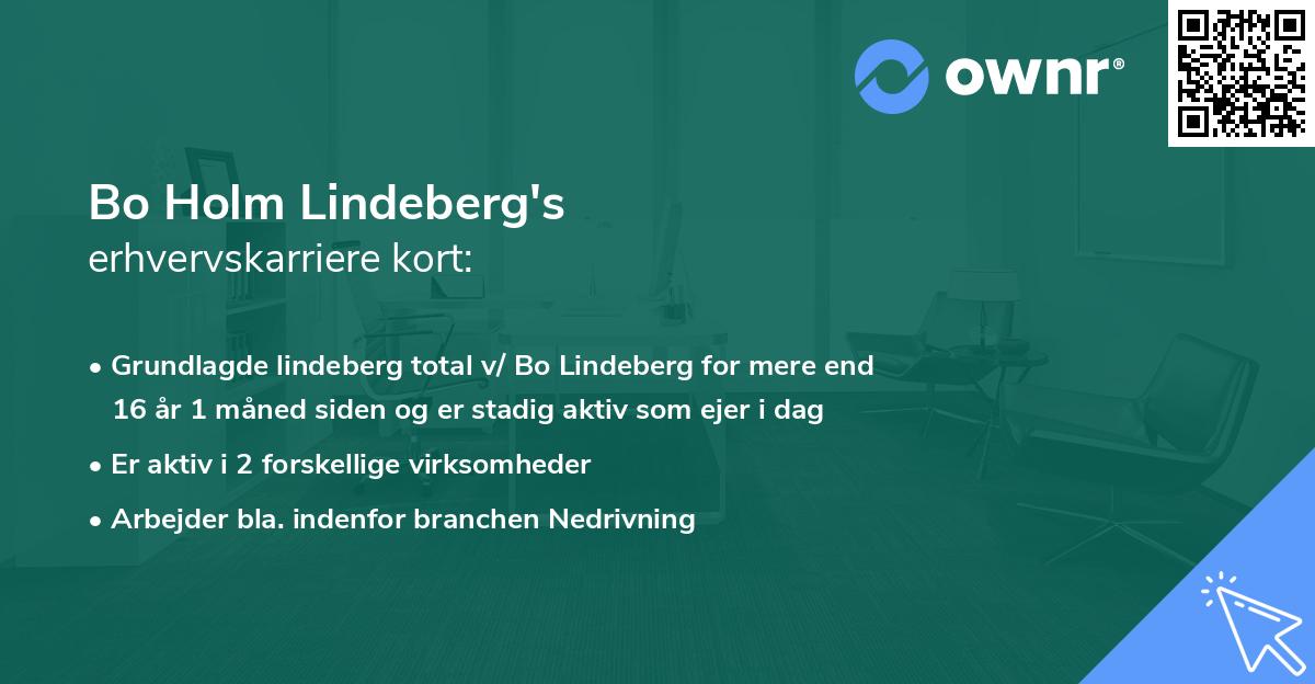 Bo Holm Lindeberg's erhvervskarriere kort