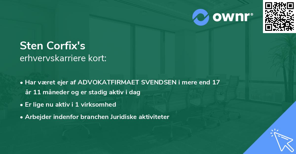 Sten Corfix's erhvervskarriere kort