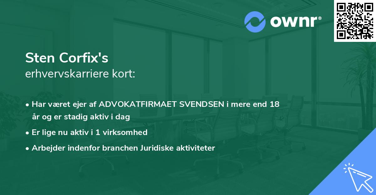 Sten Corfix's erhvervskarriere kort