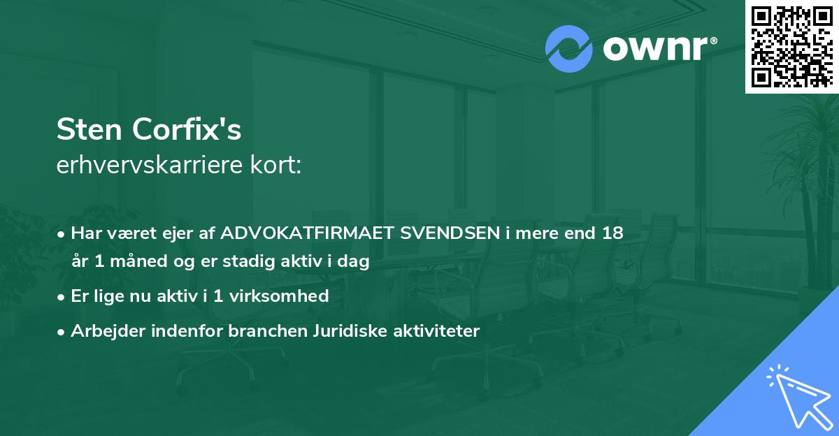 Sten Corfix's erhvervskarriere kort