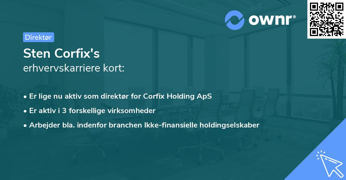 Sten Corfix's erhvervskarriere kort