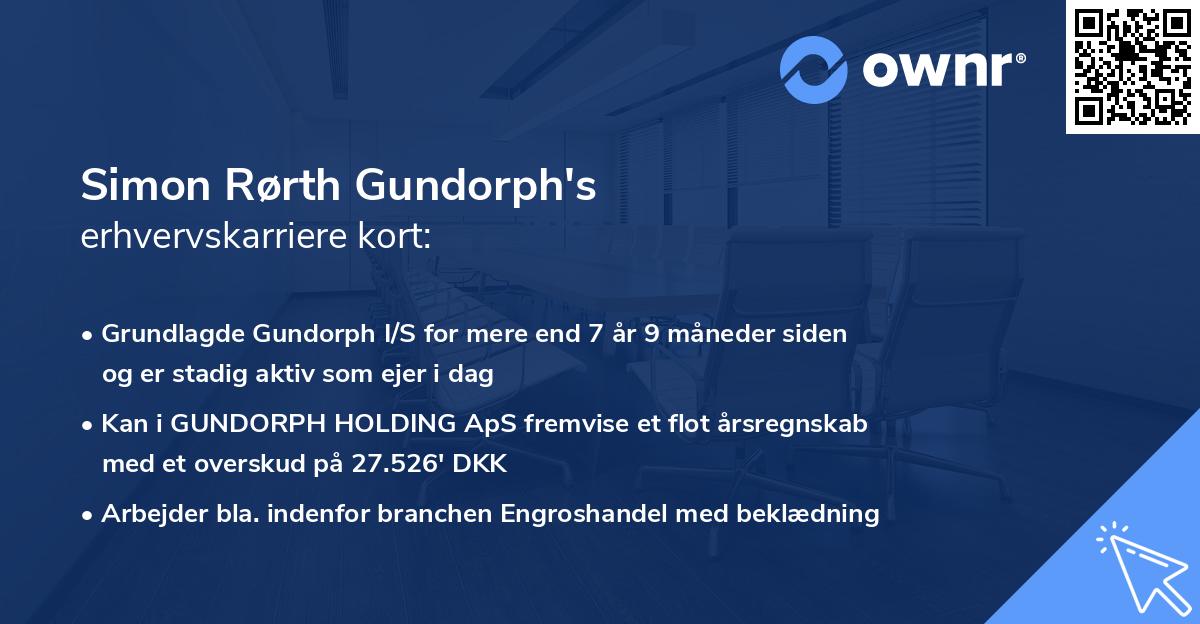 Simon Rørth Gundorph's erhvervskarriere kort