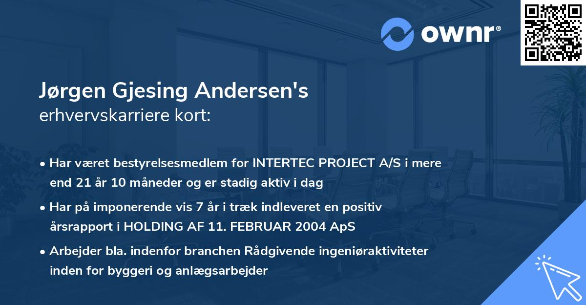 Jørgen Gjesing Andersen's erhvervskarriere kort